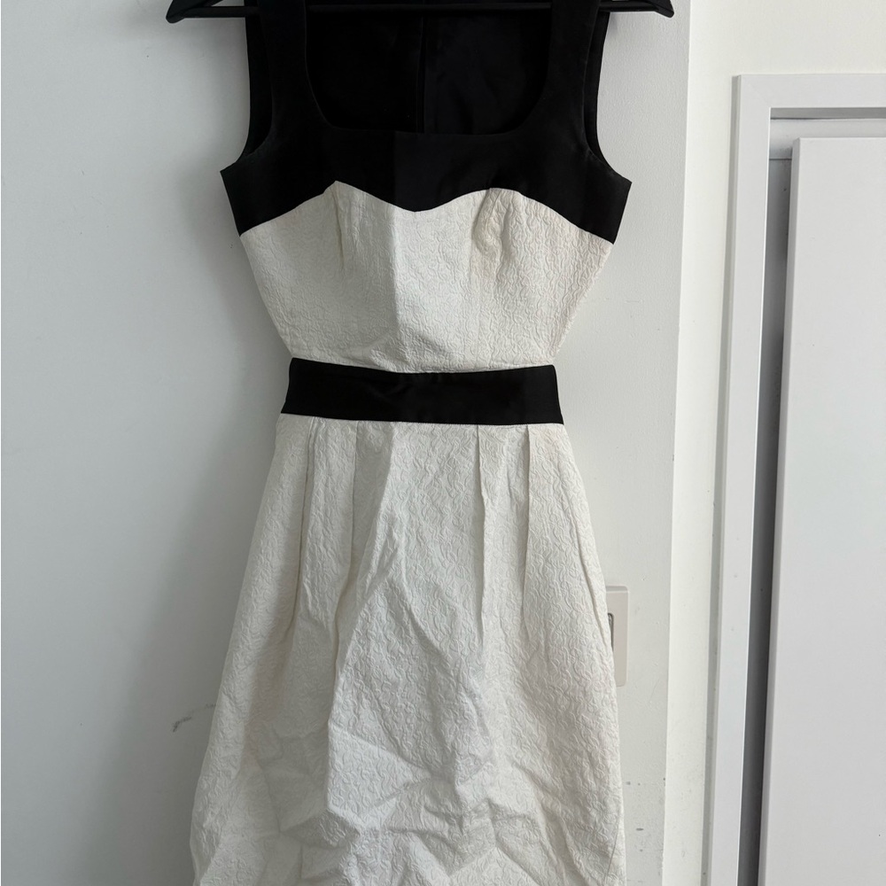 Elegant Black & White Structured Cocktail Dress